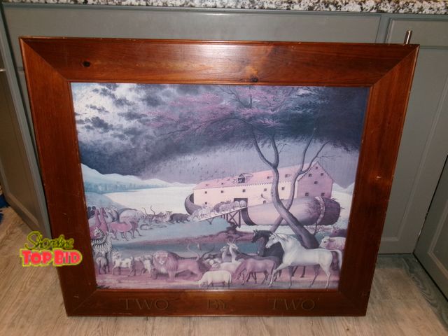 Lot 59-74508 - Vintage Noahs Ark -  Two by Two - Edward Hicks Noah's Ark Large Custom Framed Print 37X32