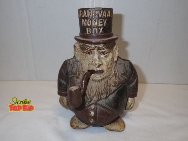Lot 59-10231 - Antique Cast Iron Figural Money Box, Known as the "Paul Kruger Transvaal Money Box"
