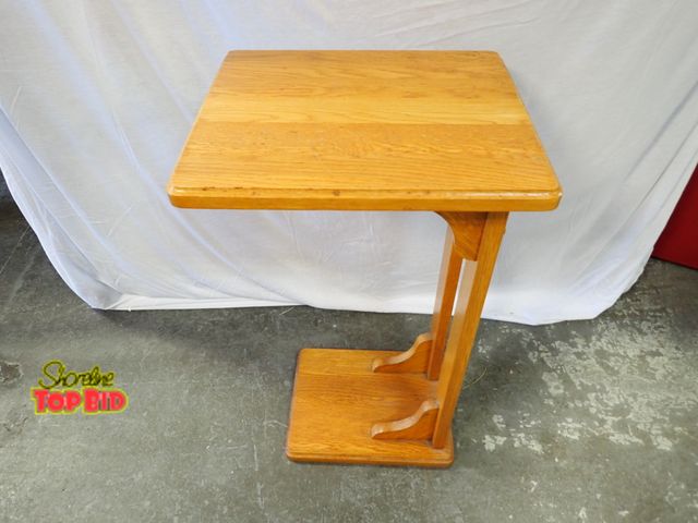 Lot 59-20147 - Solid Oak Mission-Style C-Shaped Sofa Server Table