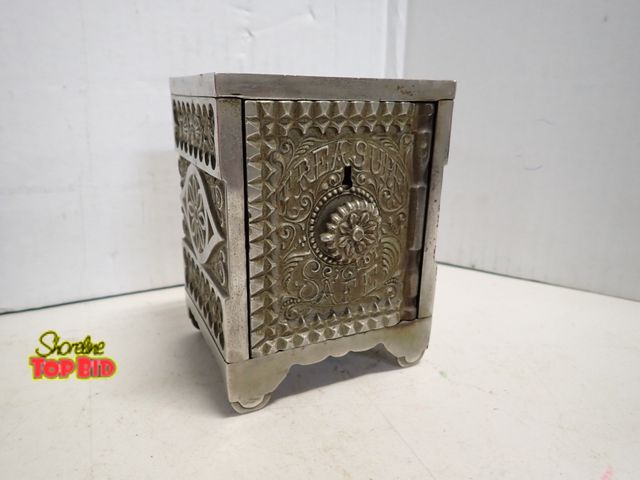 Lot 59-14226 - Antique Cast Iron "Treasure Safe" Still Bank by J &amp; E Stevens Co in late 19th Century, Ornate De...