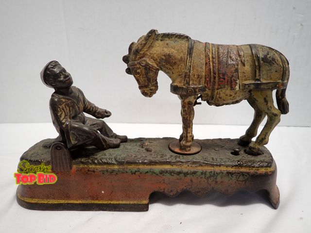 Lot 59-10223 - Antique Cast Iron "Always Did Spise a Mule" Mechanical Bank, Originally Manufactured by J &amp; E St...