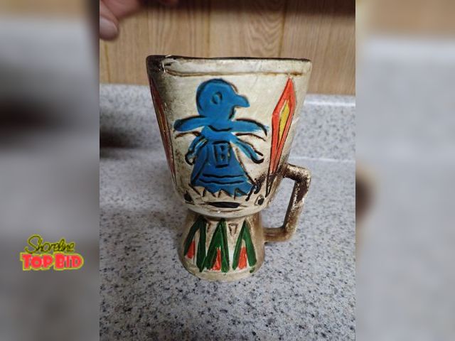 Lot 59-43272 - Vintage Authentic Indian Symbols Pottery Cup