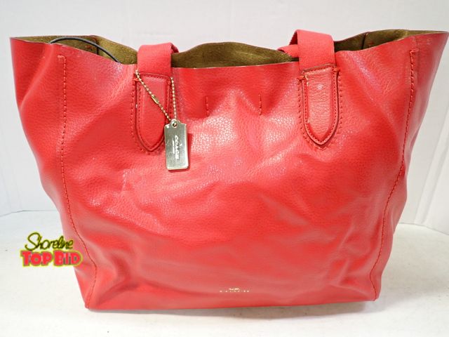 Lot 59-43263 - Authentic Coach Large Derby Tote Bag, Red - Needs Cleaning