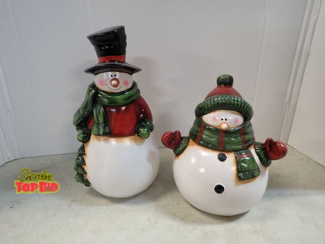 Lot 59-41548 - 2-pc Ceramic Snowman Decor
