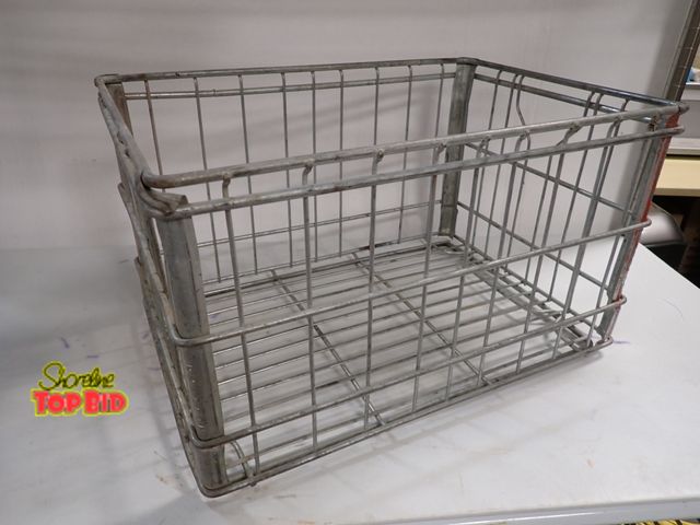 Lot 59-14333 - Mid-Century Carnation Galvanized Wire Milk Crate 11" x 18 1/2" x 12 3/4", Commercial Heavy Duty, PHX...