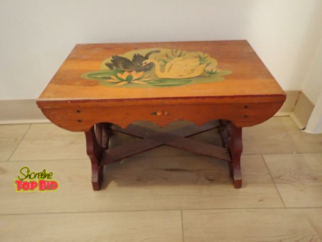 Lot 59-43440 - 1960s Hand Painted Stepstool with Swan Motif