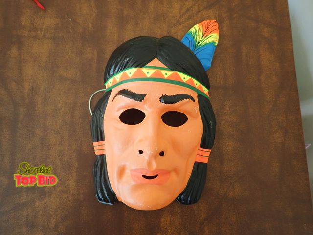 Lot 59-39795 - Vintage Plastic Native American Halloween Mask