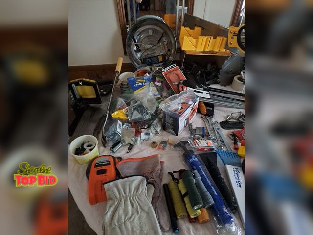 Lot 59-76056 - Large tool lot..a lot of this n that..screws, nails,saws, n clamps