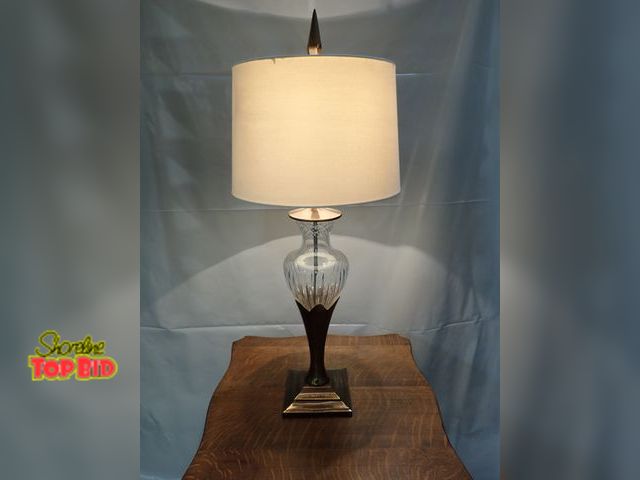 Lot 59-14671 - Gorgeous Vintage Waterford Carina Cut Crystal Table Lamp 36" tall to Finial, Brass Base