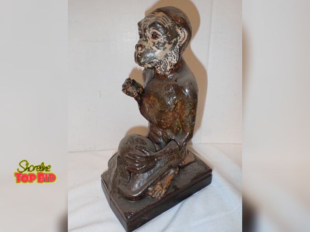 Lot 59-10174 - Antique Cast Iron J.E. Stevens Monkey &amp; Coconut Mechanical Bank - Working, with Original Paint C...