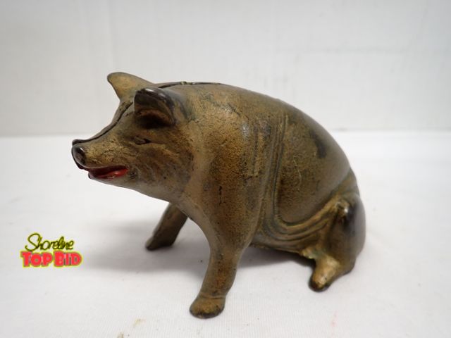 Lot 59-14096 - Antique Cast Iron Seated Pig by A.C. Williams 1920s