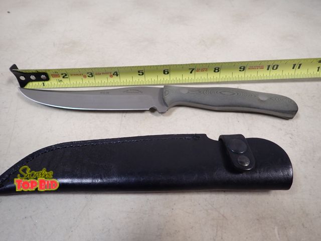 Lot 59-41446 - Tom Wheeler 6" Blade ATS-34 Custom Knife with Leather Sheath, New