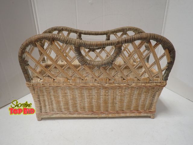 Lot 59-21303 - Vintage Woven Wicker and Rattan Storage Caddy