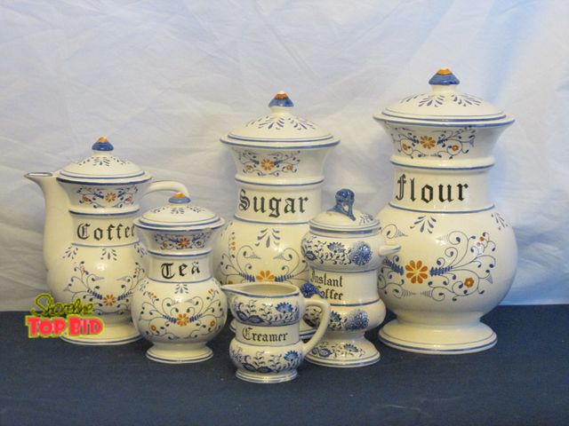 Lot 59-10052 - 6 piece Royal Sealy (Heritage Pattern) ceramic kitchen canisters from Japan.  Coffee and Creamer hav...