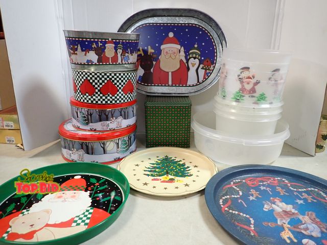 Lot 59-41687 - Holiday storage tins and more