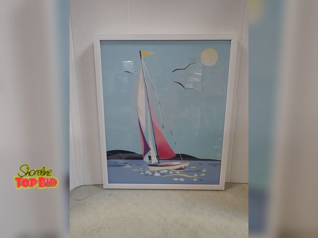 Lot 59-41657 - It's the perfect time to start thinking summer! Framed print sailboat on the water. Measure's 20" X ...