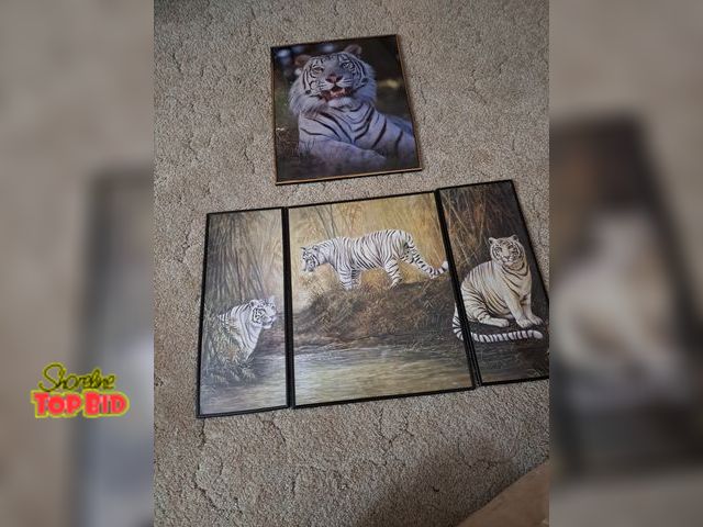 Lot 59-76010 - Pictures of white tigers 2-20x16 and 2-28x8