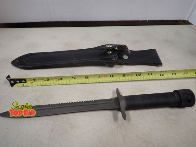 Lot 59-41436 - Skorpion S-1 Hollow Handle Survival Knife 8" Blade with Leather Sheath