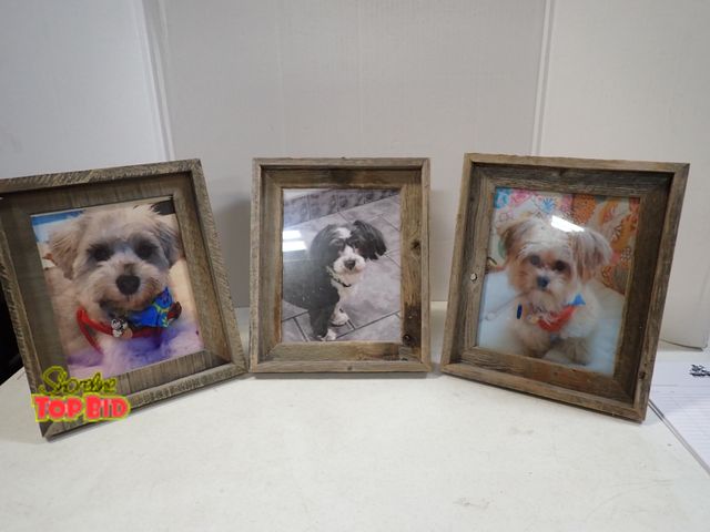 Lot 59-43394 - Set of 3 Matching Wood Frames, Table or Wall Hangings 12 1/2" x 10 1/2"
