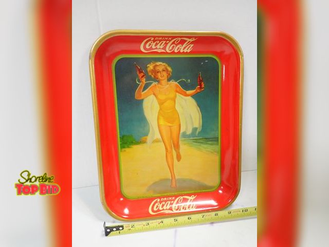 Lot 59-96009 - Original 1937 Coca-Cola Serving Tray Thick Metal 13 1/4" x 10 1/2", Made in USA