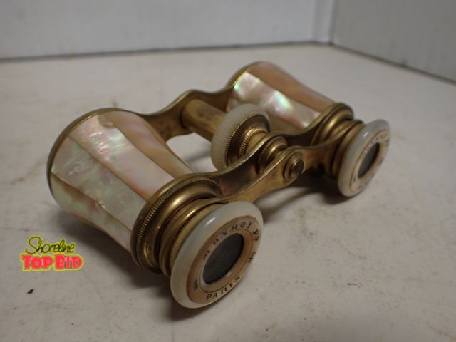 Lot 59-14271 - Authentic French Antique Mother-of-Pearl and Brass Opera Glasses, late 19th or early 20th century, M...