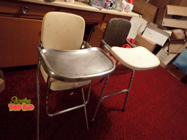 Lot 59-43110 - 2 Mid-Century High Chairs - 1 featuring starbursts