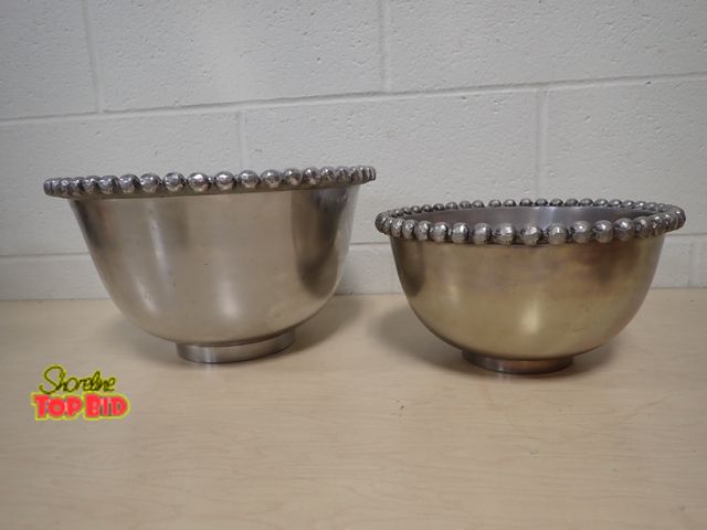 Lot 59-41242 - 2-pc Silver-Toned Aluminum Beaded Serving Bowl