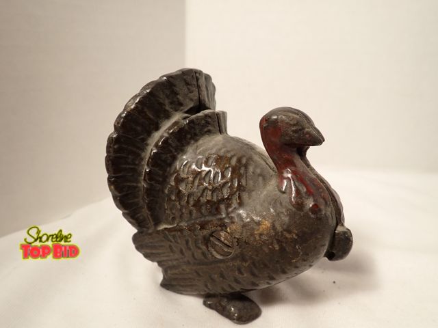 Lot 59-13105 - Cast Iron Turkey Still Bank 1900s by A.C. Williams, Value $100 - $150, 3 1/2" tall