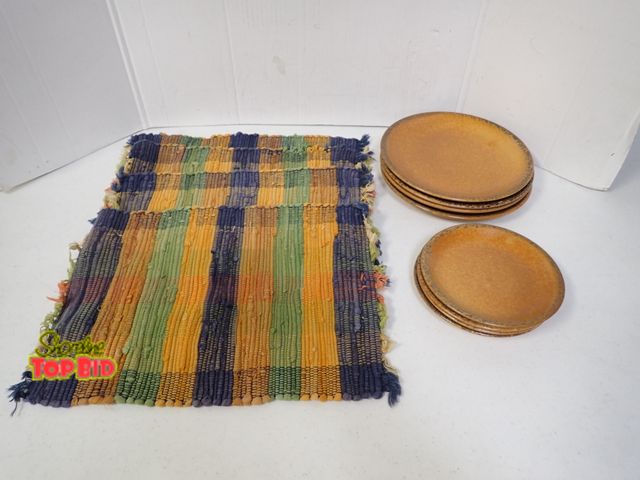 Lot 59-21088 - Well coordinated for your dining entertaining - 4 dinner plates, burnished golden in color - dinner ...