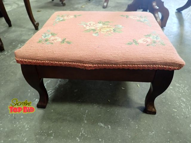 Lot 59-10074 - Victorian Mahogany Base Embroidered Footstool