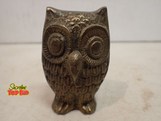 Lot 59-14507 - Mid-Century Brass Owl Figurine, Paperweight/Decor 3" tall