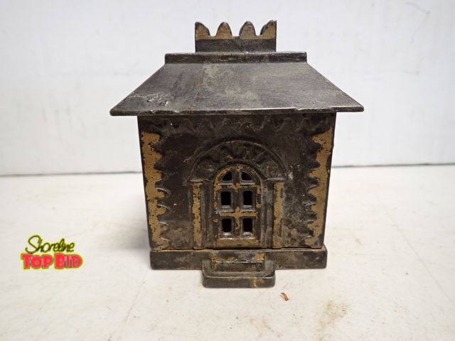 Lot 59-14262 - Ca. 1873, Cast Iron Crown Building Still Bank by J &amp; E Stevens,  3 3/4" ht. x 2 1/2" x 2" . Esti...
