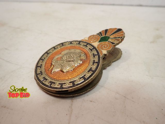 Lot 59-14563 - Mid-Century with Art Deco Motifs Greek Bronze 2-Sided Enamel Warrior Ship Spring Loaded Letter/Paper...
