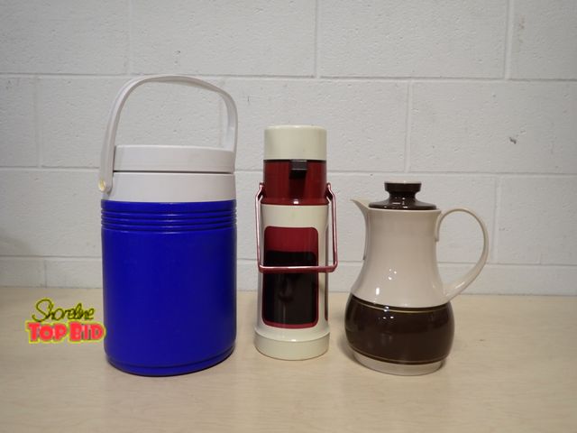 Lot 59-33034 - Vintage Thermos Coffee Carafe Server, Coleman Beverage Cooler Jug and Vintage Thermos Coffee Butler ...