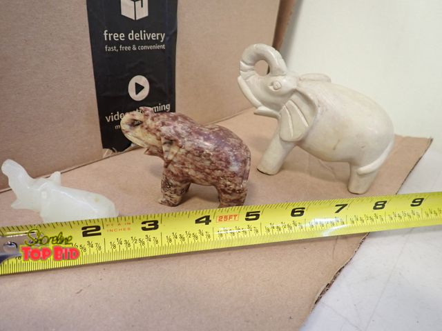 Lot 59-30016 - 3 Marble Carved Elephants