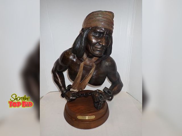 Lot 59-10059 - Signed,1992 Bronze Native American Bust in Chains 2 of 30 Sculpture by World Famous Clyde Ross Morga...