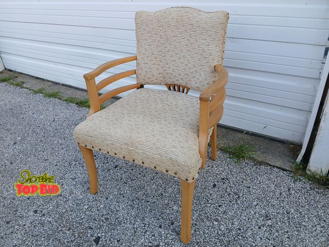 Lot 59-71000 - Cloth Chair Nice vintage arm chair no tags solid wood