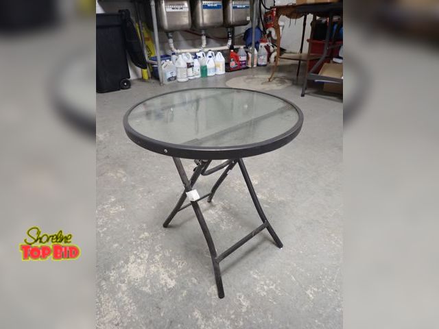 Lot 59-96074 - Small Patio Glass Top Folding Side Table, Never Used