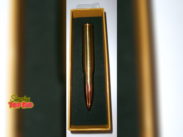 Lot 59-74570 - .50 Caliber Bullet Metal Ballpoint Ink Pen. Shoot for a cool office theme with this .50 Caliber Bull...
