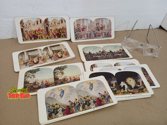 Lot 59-71023 - Vtg Stereoscope Stereoview 27 Cards Set story of Jesus Christ Christian Cards