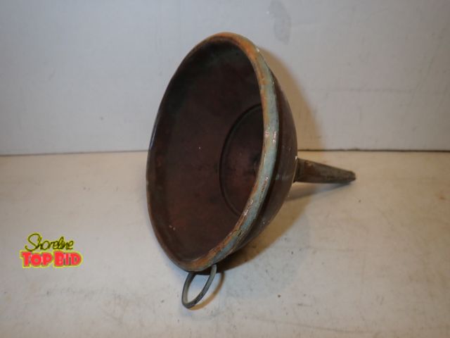 Lot 59-14586 - Ca. 1880s Antique Copper Funnel Heavy Gauge Copper 7" tall x 6" diameter with Holding Ring, Hand For...