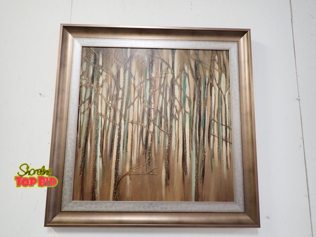Lot 59-20020 - Large Beautiful Picture - framed with copper and silver, very attractive - greens, gold, browns, etc...