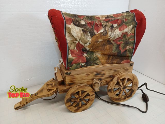 Lot 59-71028 - Vintage Wooden Conestoga Covered Wagon light Western