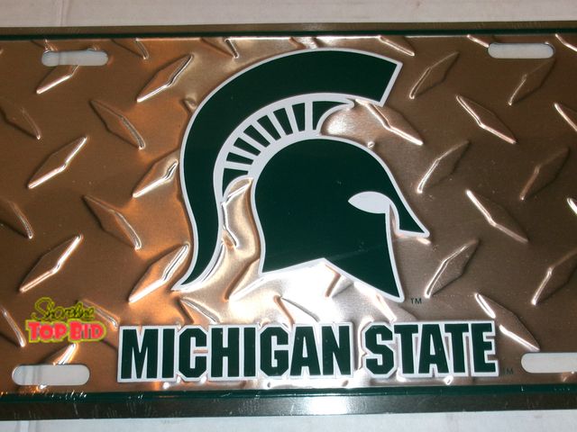Lot 59-74562 - New Michigan State Spartans Diamond Plate Metal Licensed Plate - Great Man Cave Gift.