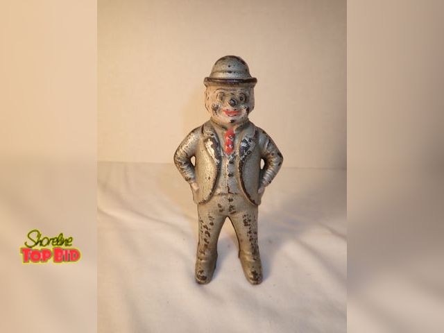 Lot 59-20183 - Antique Cast Iron "Foxy Grandpa" Still Bank 1900 - 1920s, 5.5" tall, Est. Value $45 - $80