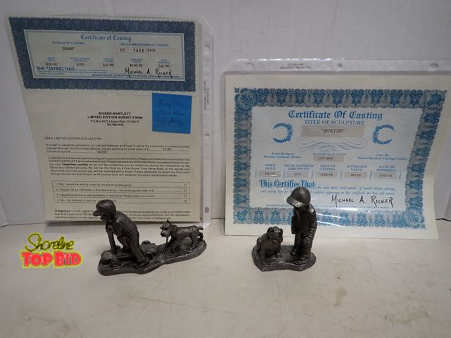Lot 59-14527 - 2 Fine Pewter Sculptures with Certificates of Casting No. 1428 &amp; No. 2355
