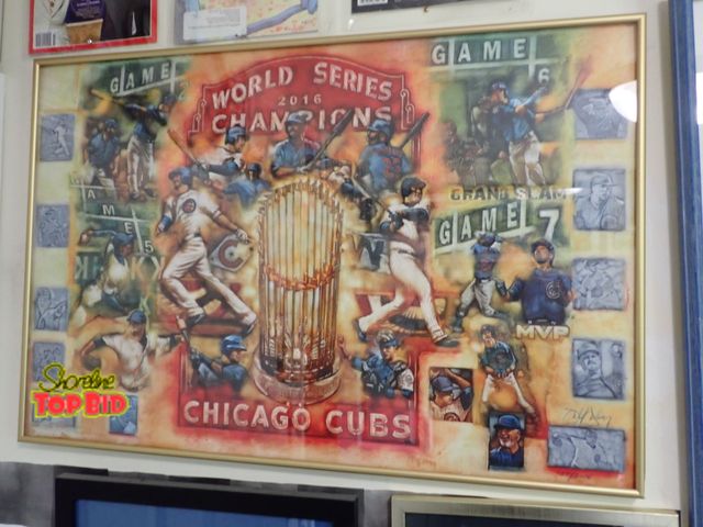 Lot 59-10918 - Framed (Metal) Print Commemorating the Chicago Cubs Baseball Team Historic 2016 World Series Victory...