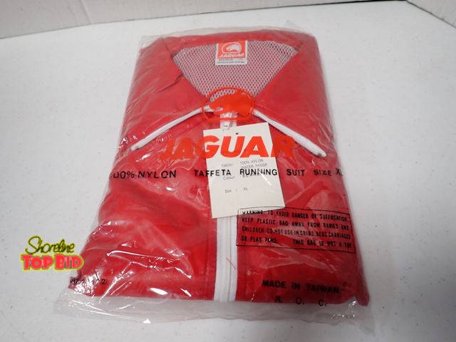 Lot 59-21068 - Jaguar Running Suit, New Old Stock, Vintage, Size XL, Color Red