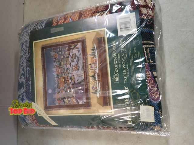 Lot 59-41549 - New Old Stock Dickens Village Series 100% Cotton Triple Woven Throw 50" x 68"