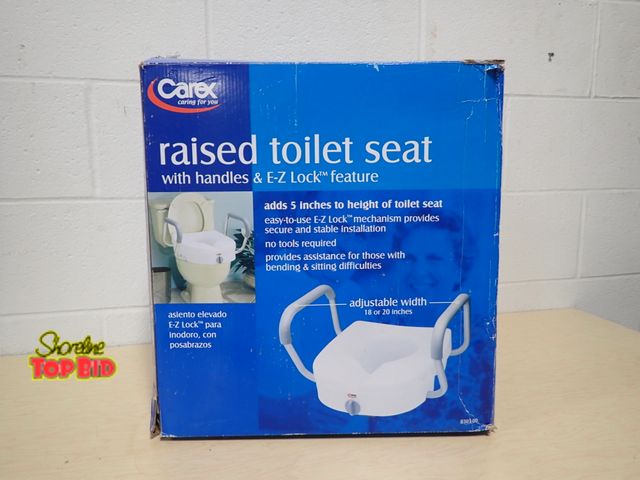 Lot 59-33030 - Carex Raised Toilet Seat with Handles &amp; EZ Lock Feature